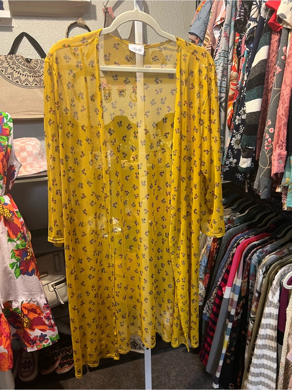 Yellow Floral Sheer Duster Kimono